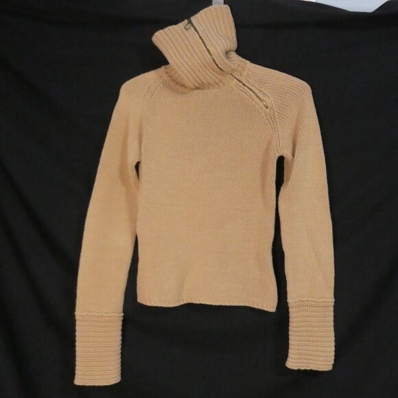 DEX - Fresh Products | small | Beige Ribbed Turtleneck Sweater - Picture 1 of 14